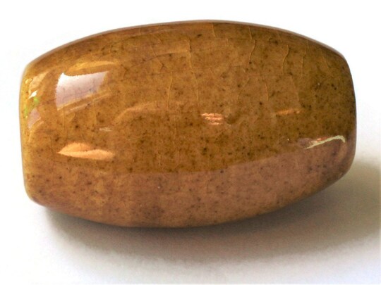 40mm Brown Tube Bead Vintage Macrame Bead Ceramic Large Hole Bead